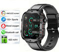 QX11 Smart Watch in black with silicone strap showing TFT touch screen displaying heart rate data.