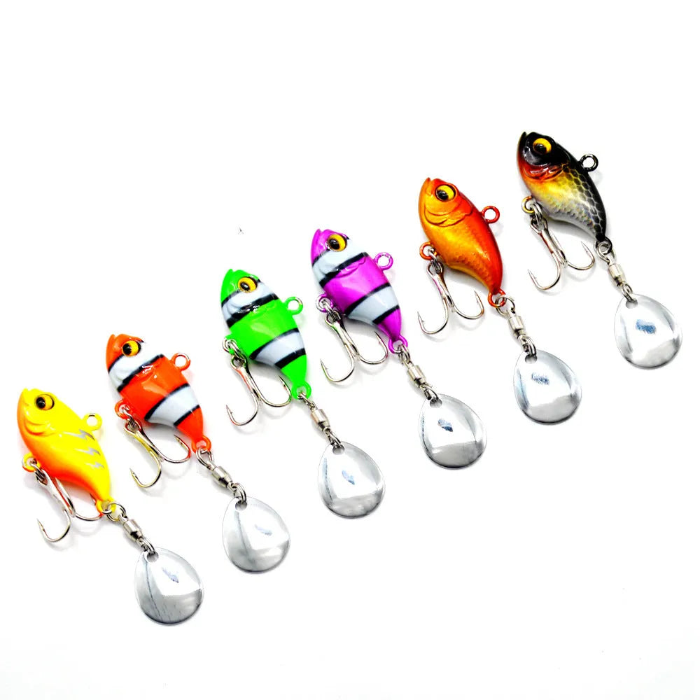 Metal sea fishing iron plate lure with rotating sequins in gold colour pattern