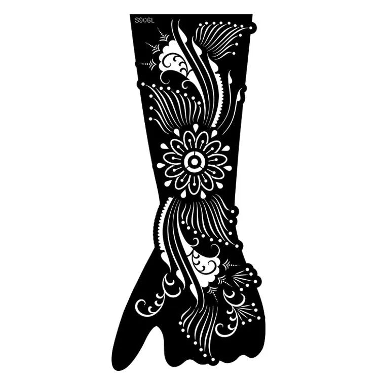 Set of geometric hollow template tattoo stickers showing 3D paper carving detail on sample designs.