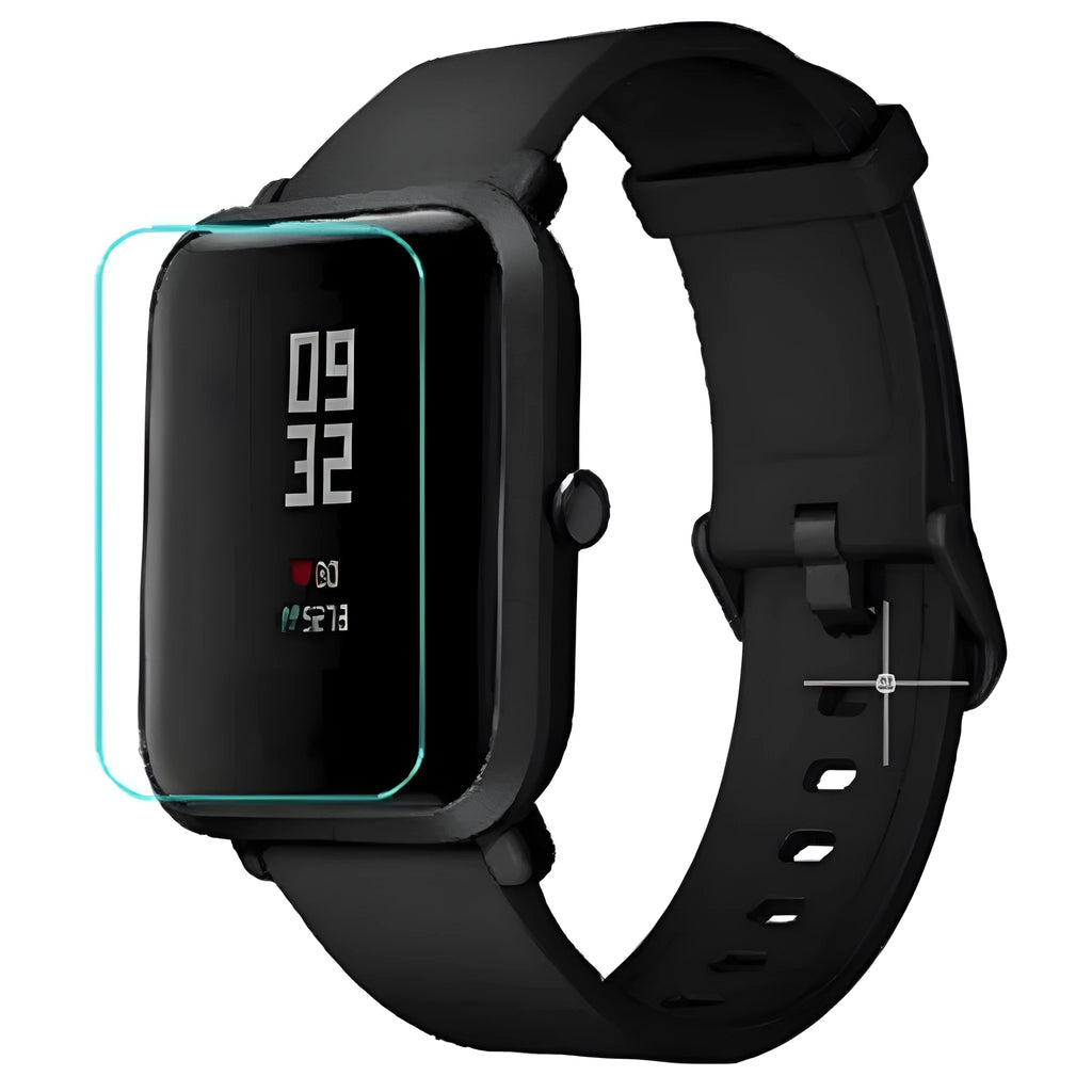 Amazfit Bip S smartwatch with clear hydrogel screen protector applied