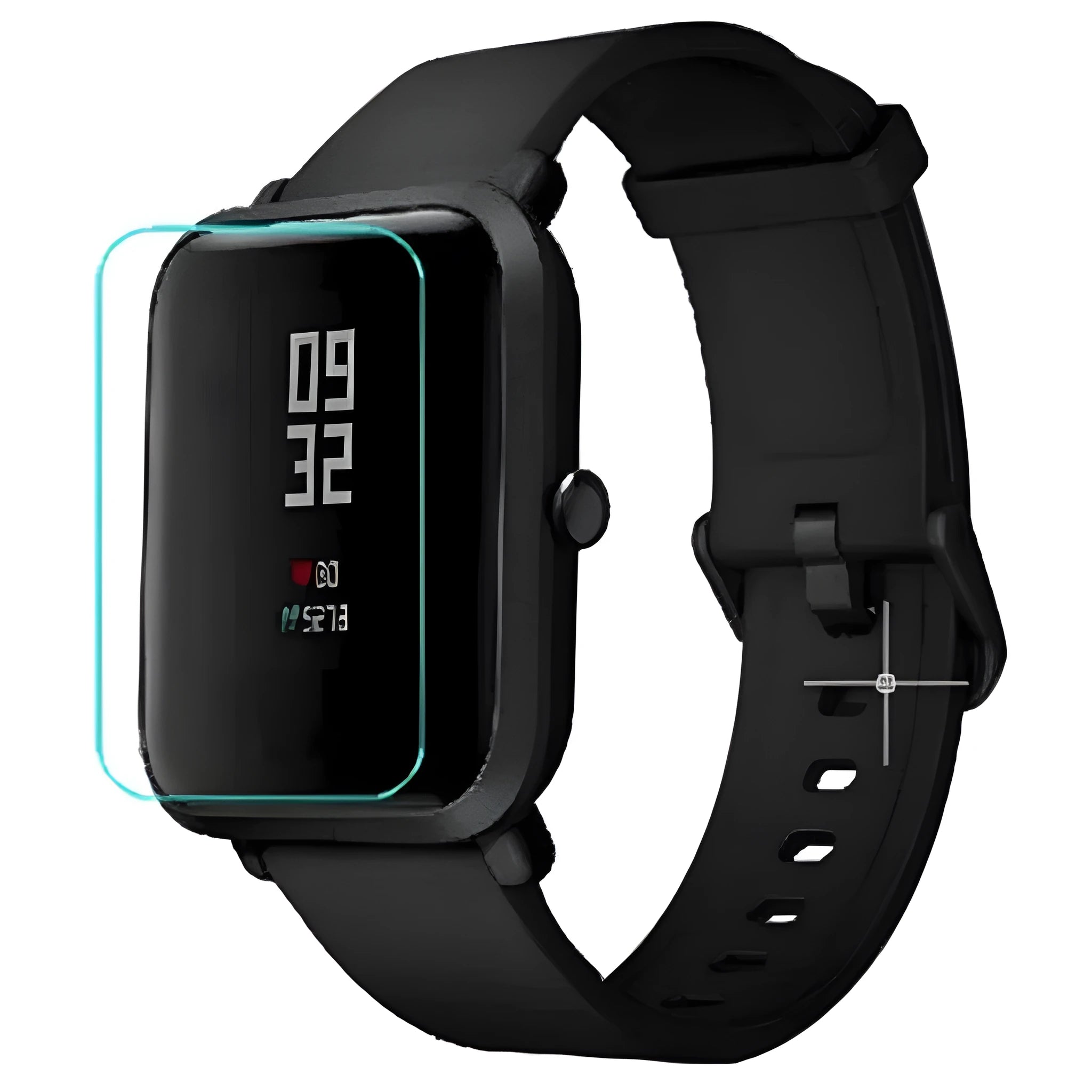 Amazfit Bip S smartwatch with clear hydrogel screen protector applied