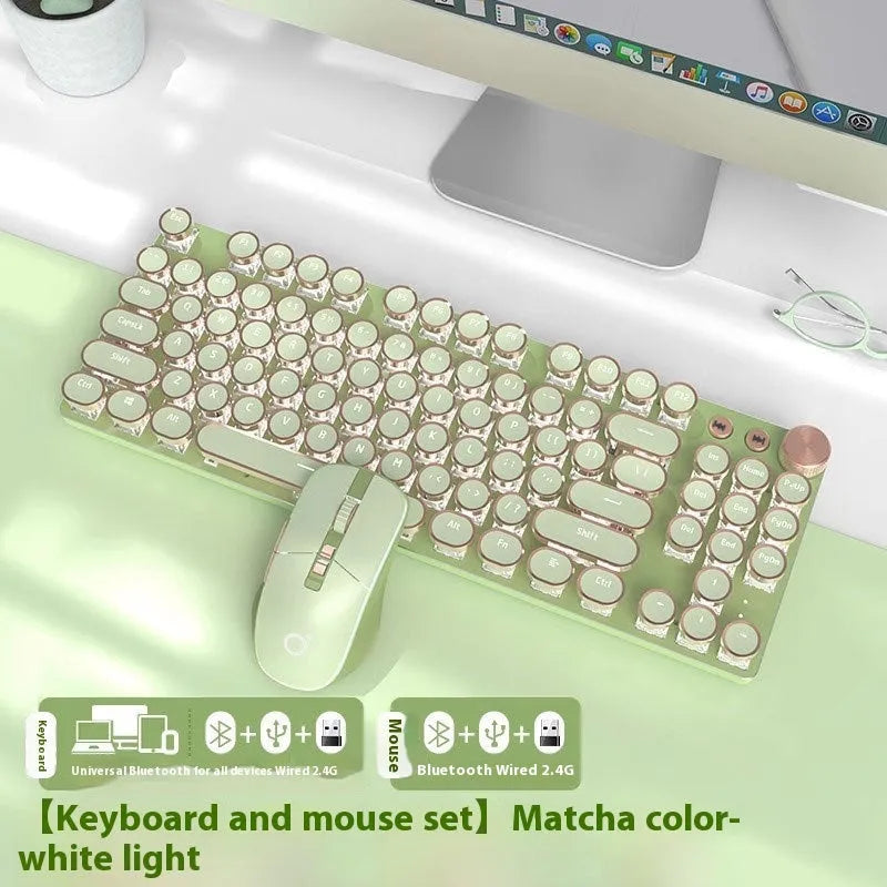Matcha colour 87-key mechanical gaming keyboard with white backlight and multifunctional knob on aluminium alloy body