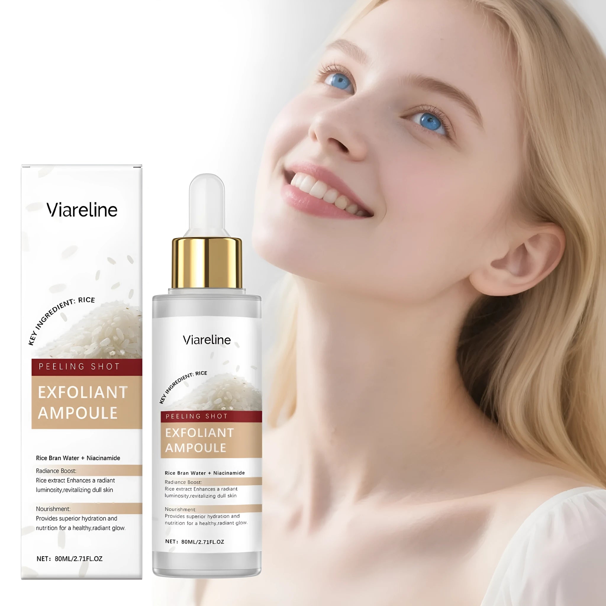 80ml bottle of facial exfoliating moisturising liquid with salicylic acid and hyaluronic acid