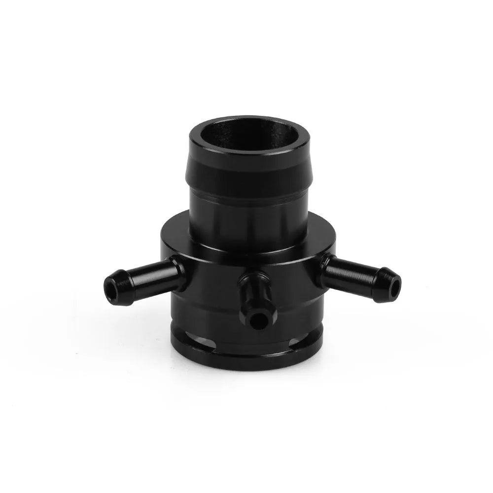Second generation engine vacuum adapter tee in black or titanium colour with barbed hose fittings