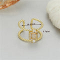 Adjustable open ring with U-shaped asymmetric design in 14K copper-plated gold finish
