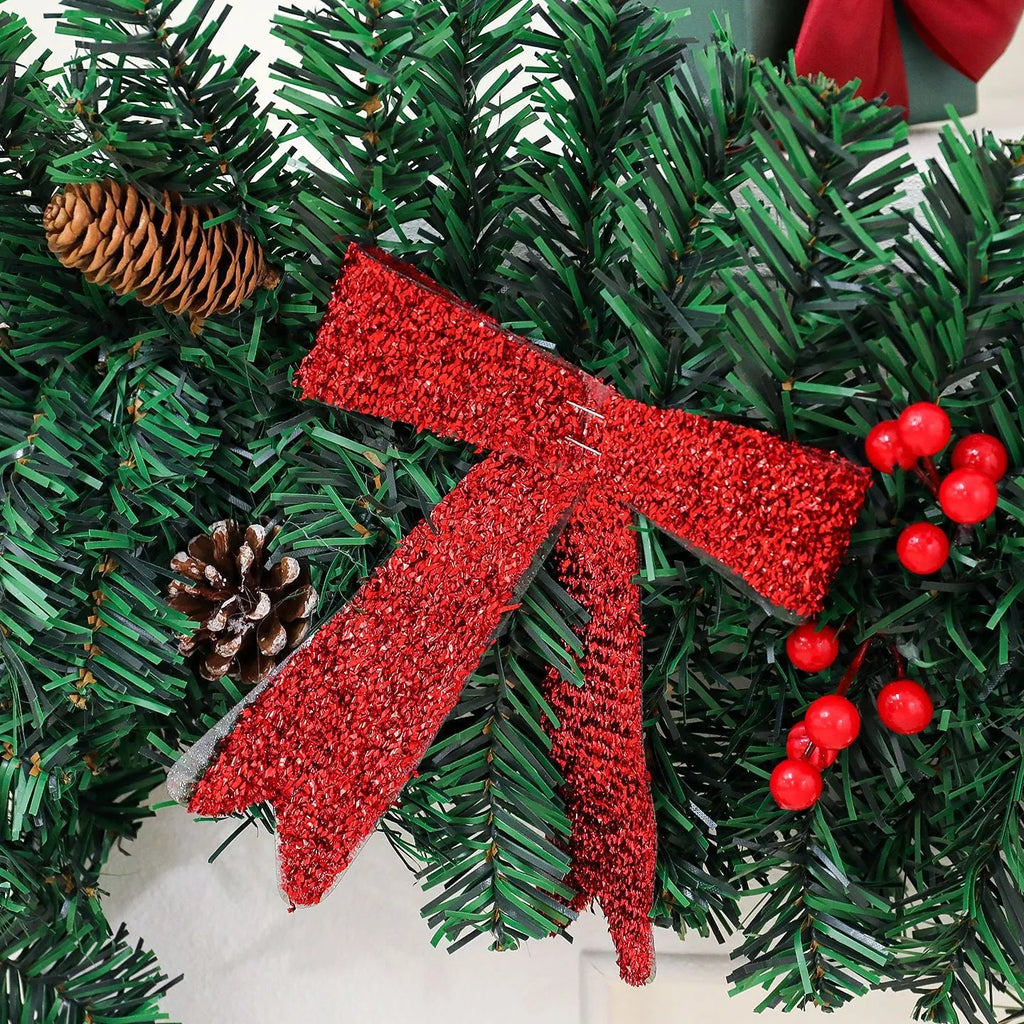 PVC rattan Christmas decorative cane with pine cone bow accent in European style design