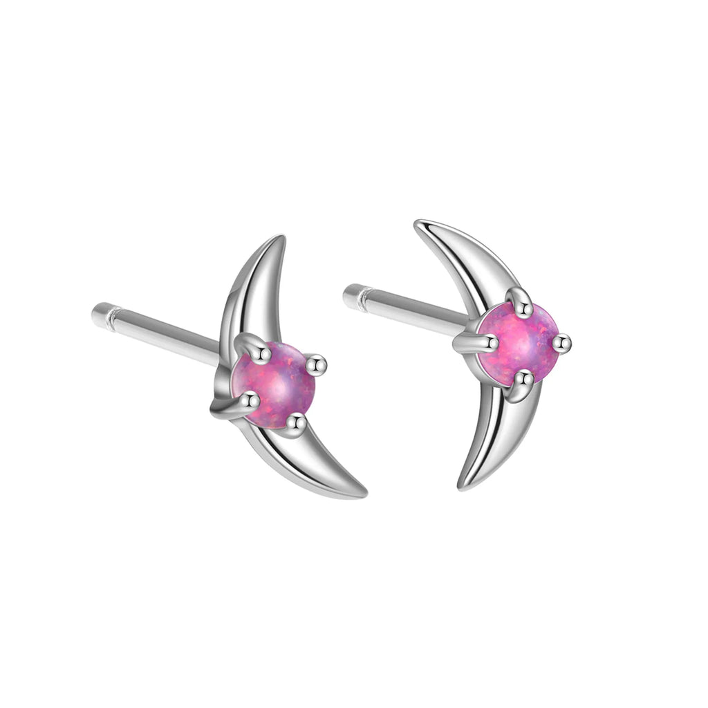 A pair of geometric-shaped sterling silver earrings with a gold-plated finish and a central blue zirconia stone.