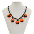 Halloween ghost pumpkin acrylic necklace with cartoon character modelling in mixed colour 06705