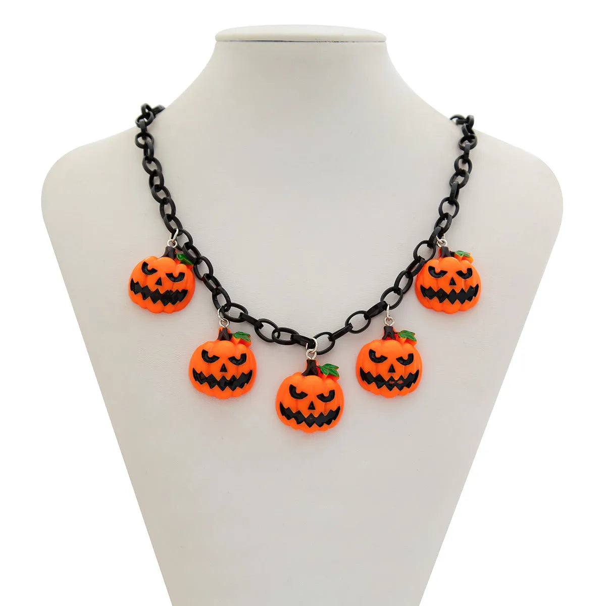 Halloween ghost pumpkin acrylic necklace with cartoon character modelling in mixed colour 06705