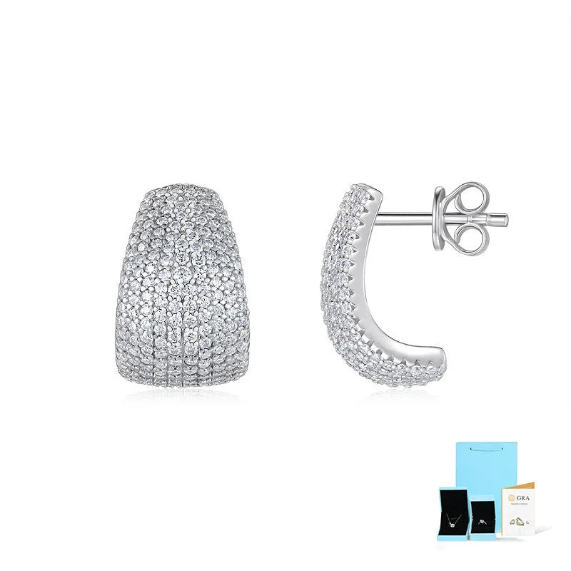 Geometric sterling silver commuter earrings with S925 alloy studs in gift box