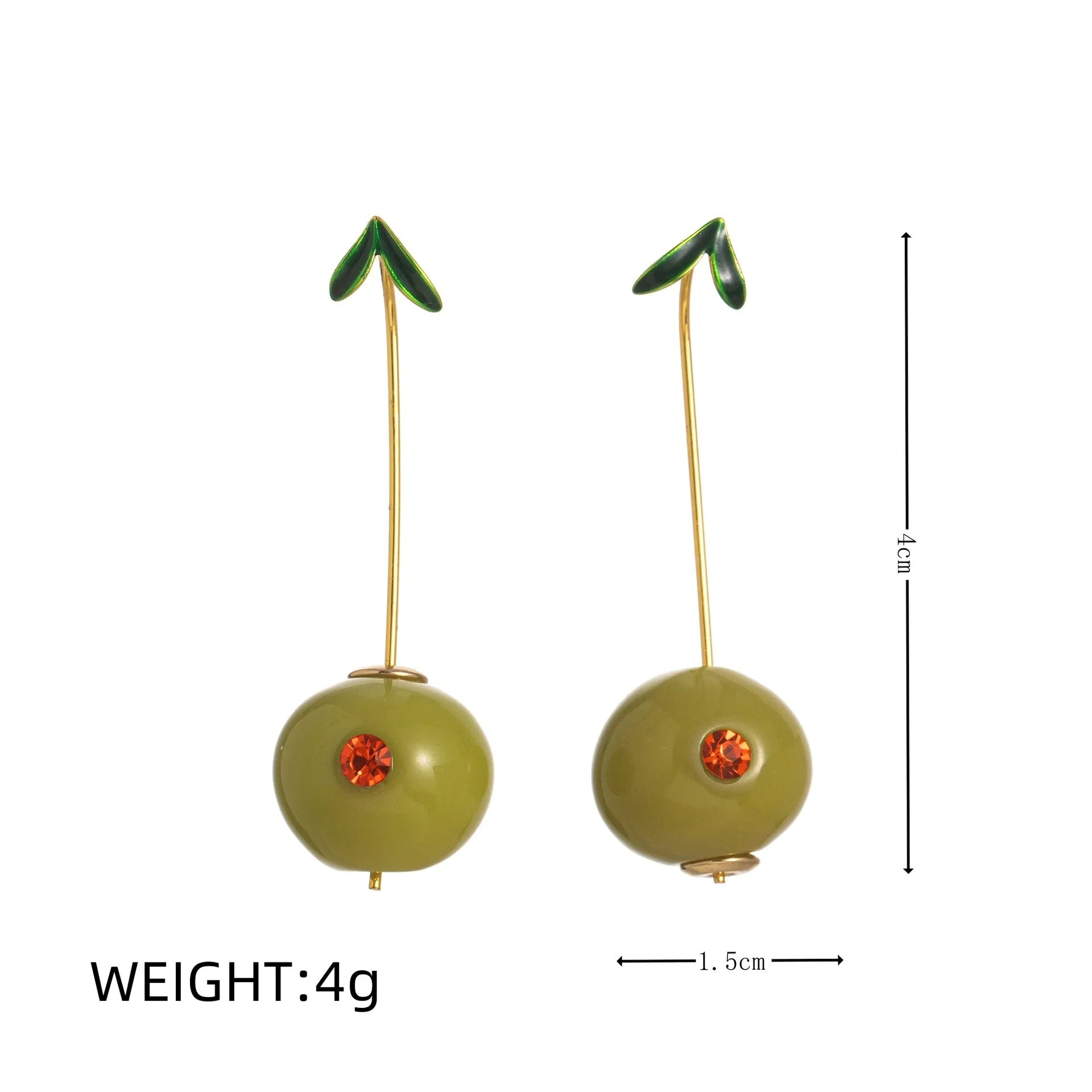 Gold plated fruit and vegetable design earrings showing carrot, orange and blueberry styles