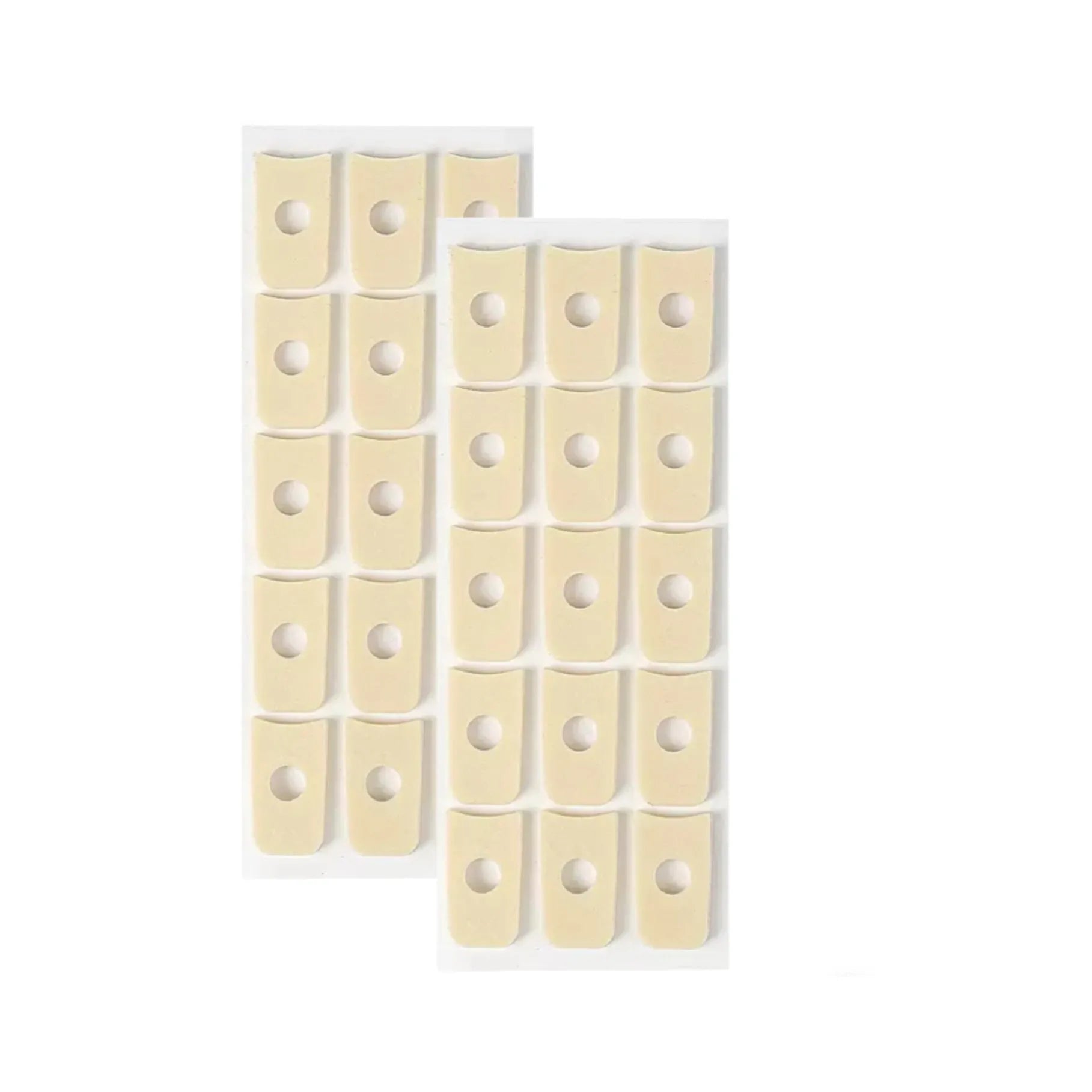 Women's protective toe pads set showing circular, oval and U-shaped designs in PU material for foot comfort