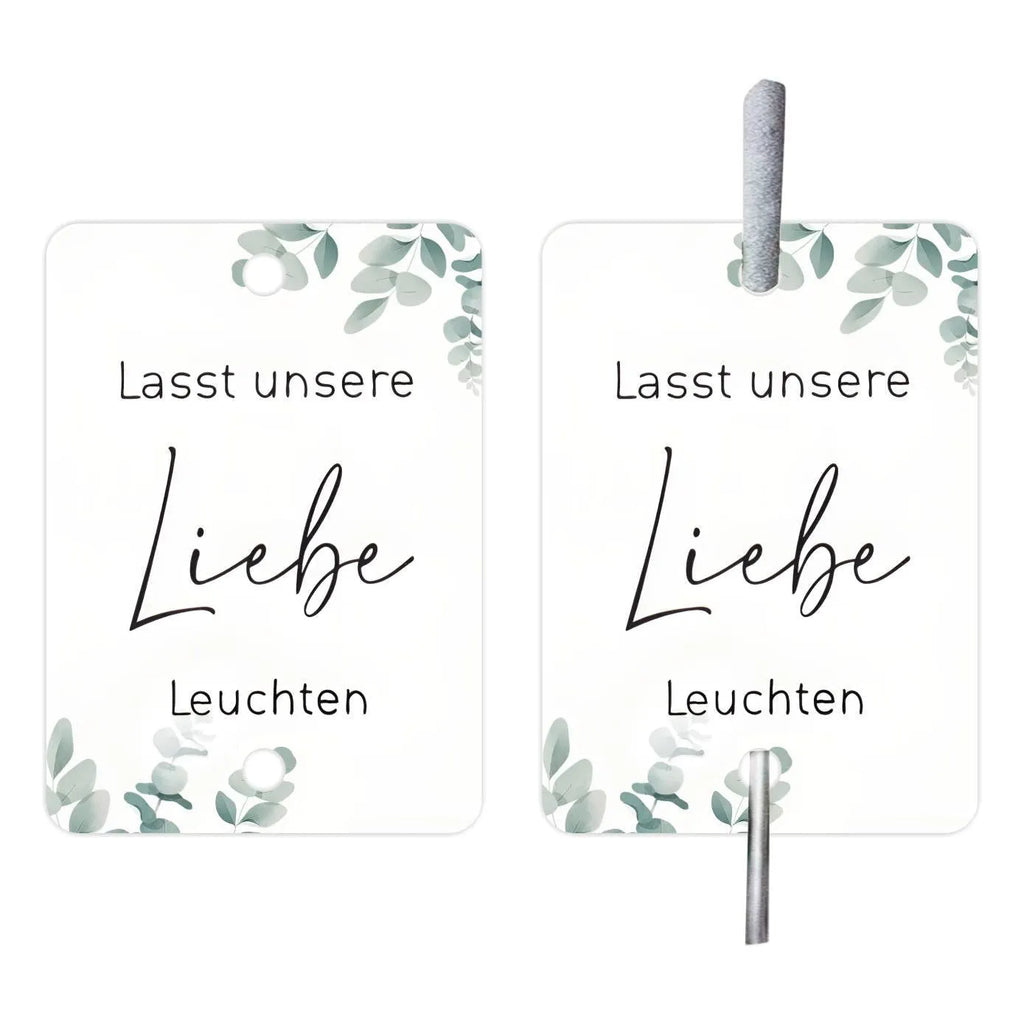 G45 style decorative paper label with silver 'I Make Love Sparkling' text on white card.