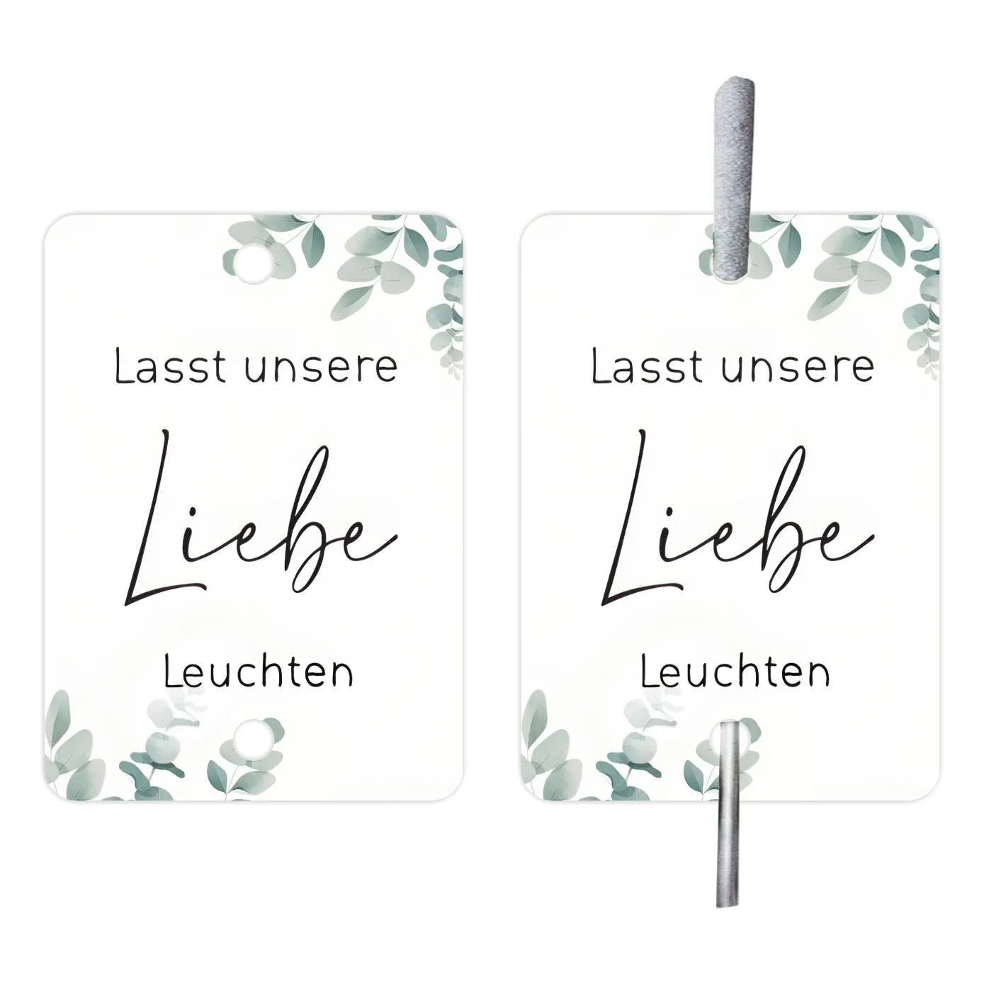 G45 style decorative paper label with silver 'I Make Love Sparkling' text on white card.