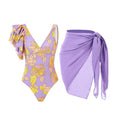 Women's solid colour one-piece swimsuit with spaghetti straps and an attached skirt