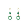 Green jade design geometric peace buckle earrings for Chinese traditional clothing