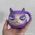 Resin crystal earth cat cup craft ornament in blue, green, pink or purple for promotional gifting.