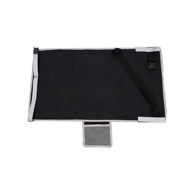 Portable children's aircraft pedal seat extender in blue with optional drawstring pocket