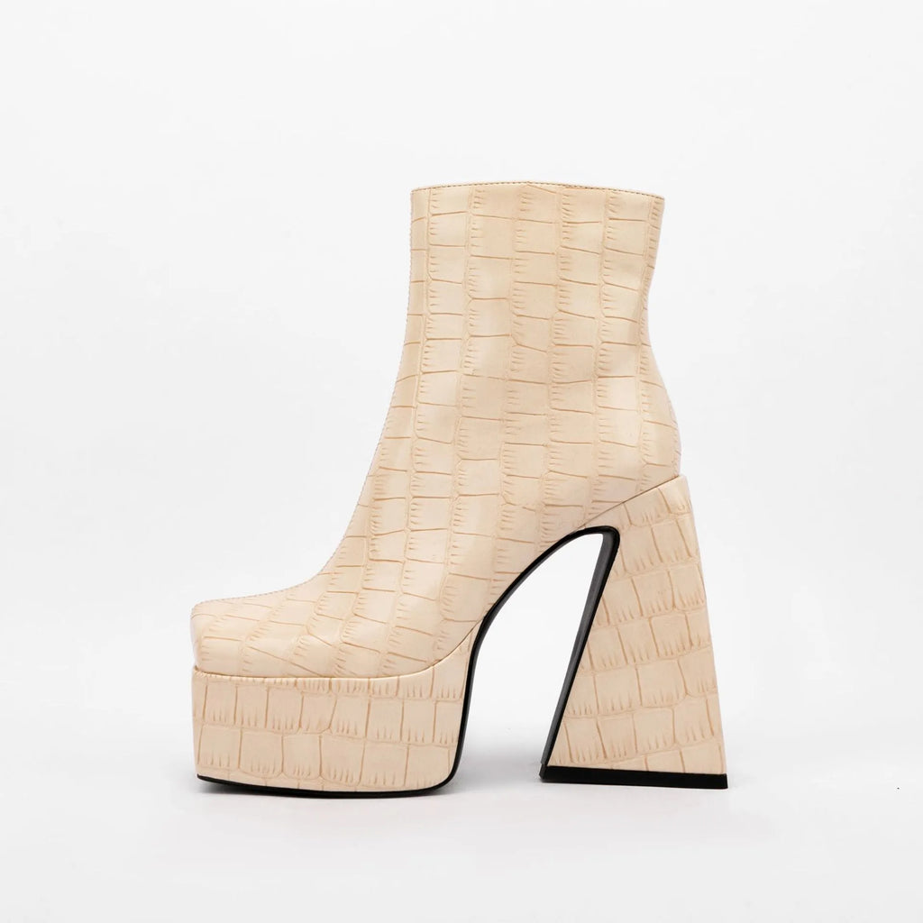 Women's artificial PU ankle boots with super high heel in solid colour options