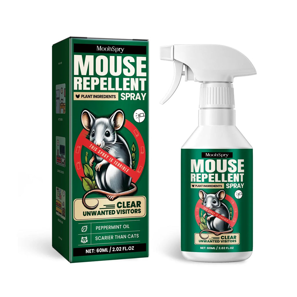 60ml natural mouse repellent spray bottle with essential oil formula for home and car use
