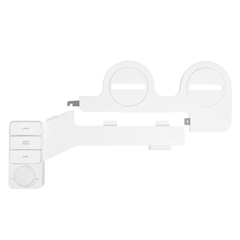 KB06 pure white manual wash butt-lifting tool with button control and multiple plumbing connectors.