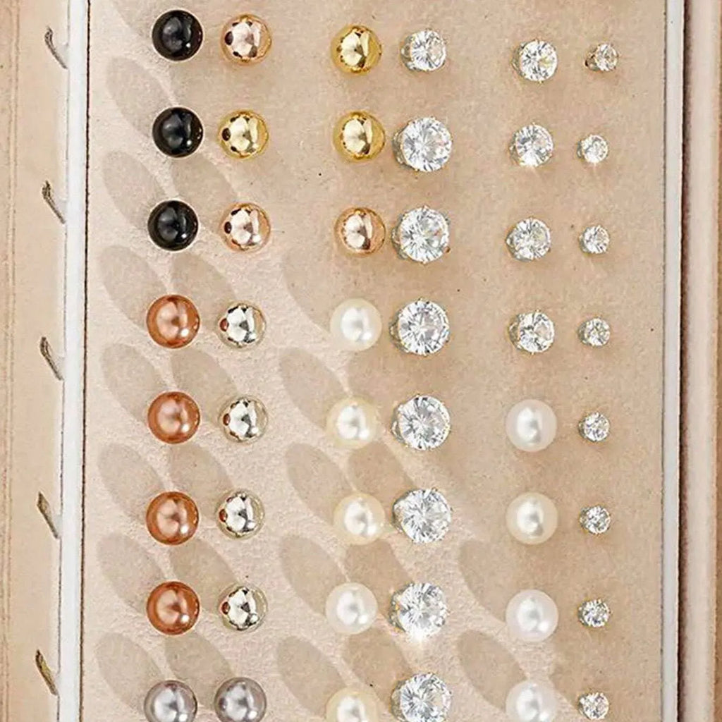 108-piece set of gold and yellow geometric and round alloy earrings for women.