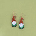 Santa Claus cartoon character acrylic fashion earrings in red, green, and mixed colour styles.