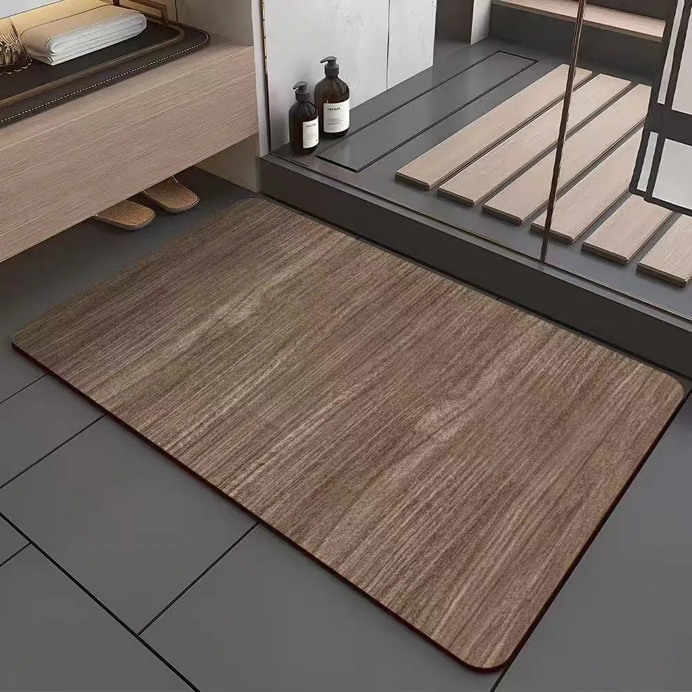 American wood grain diatom ooze bathroom floor mat with geometric pattern and non-slip surface