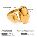Women's stainless steel geometric open ring with exaggerated shape and electroplated finish