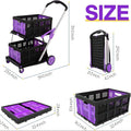 Foldable plastic shopping cart with double-layer basket in blue, purple, pink, or red colour options