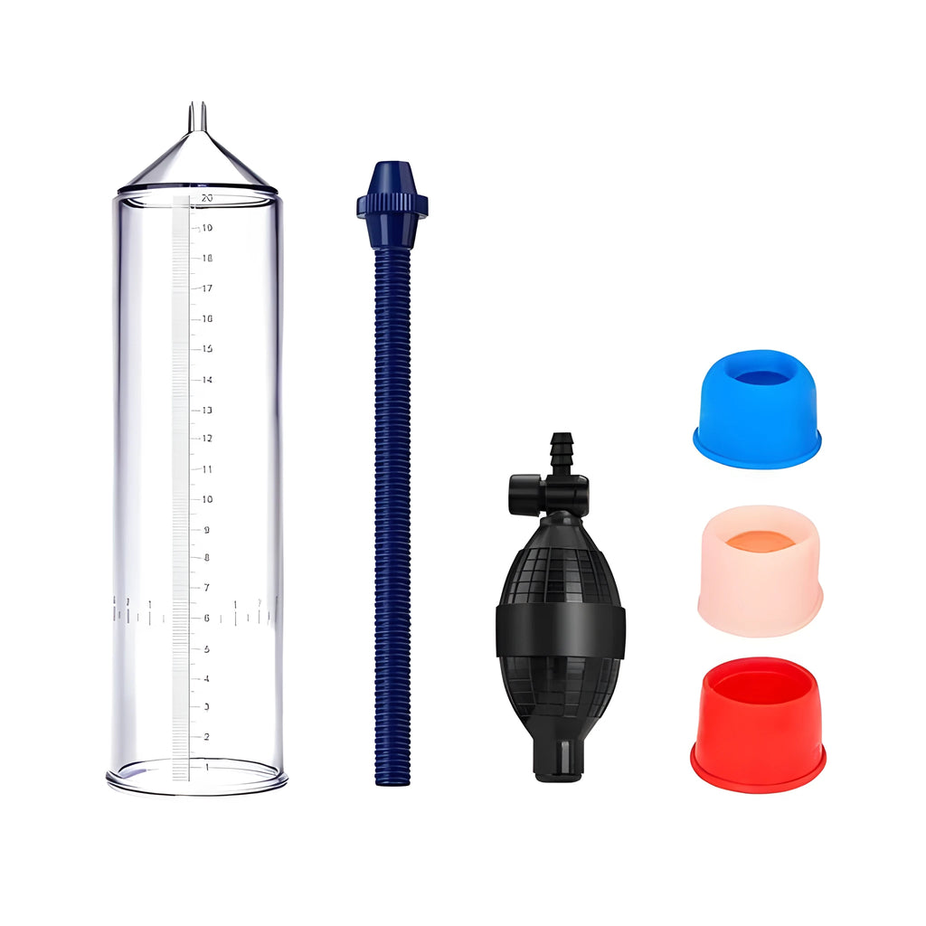 Adult male penis simulator silicone cover accessory kit with sealing rings and connecting components