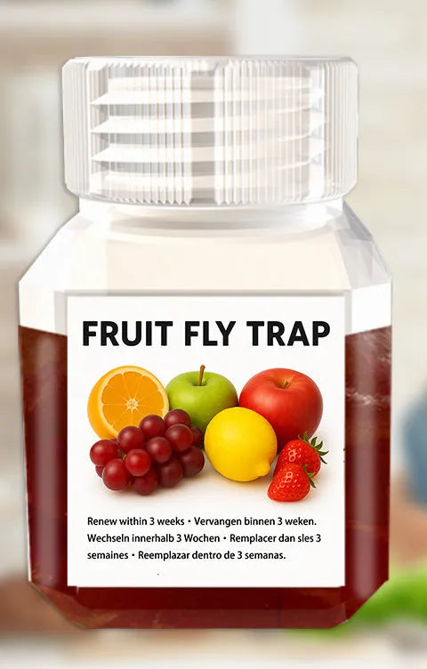 Fruit fly bait liquid bottle with funnel and non-funnel specification options for indoor pest control