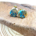 A pair of simple stud earrings with irregularly shaped natural stone beads in colour ER1031.