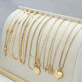 10-piece gold women's necklace set with alloy pendants on adjustable snake bones chain jewellery collection