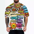 Men's loose fit graphic t-shirt with coloured letters design in chemical fibre blend fabric