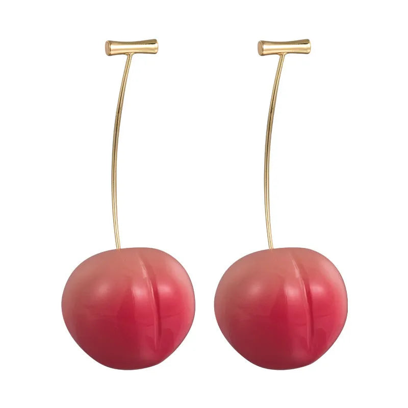 Acrylic peach-shaped earrings with copper findings in two size variations