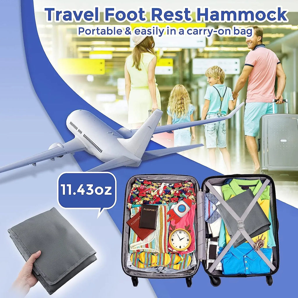Portable children's aircraft pedal seat extender in blue with optional drawstring pocket