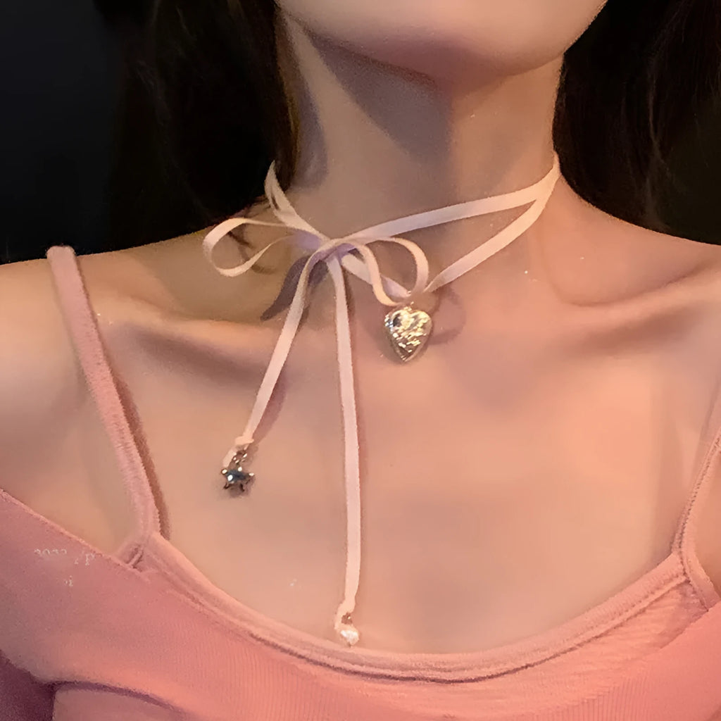 Women's love pendant fashion necklace with delicate clavicle chain in various colour options