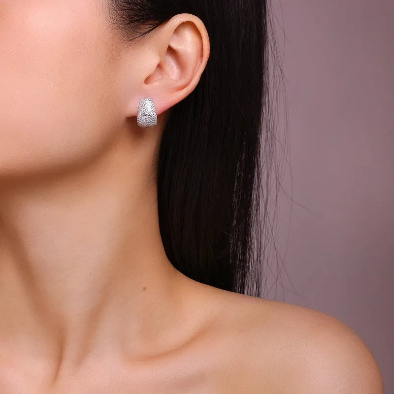 Geometric sterling silver commuter earrings with S925 alloy studs in gift box