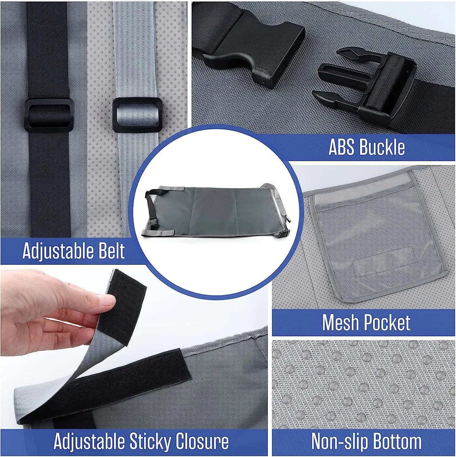 Portable children's aircraft pedal seat extender in blue with optional drawstring pocket