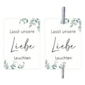 G45 style decorative paper label with silver 'I Make Love Sparkling' text on white card.