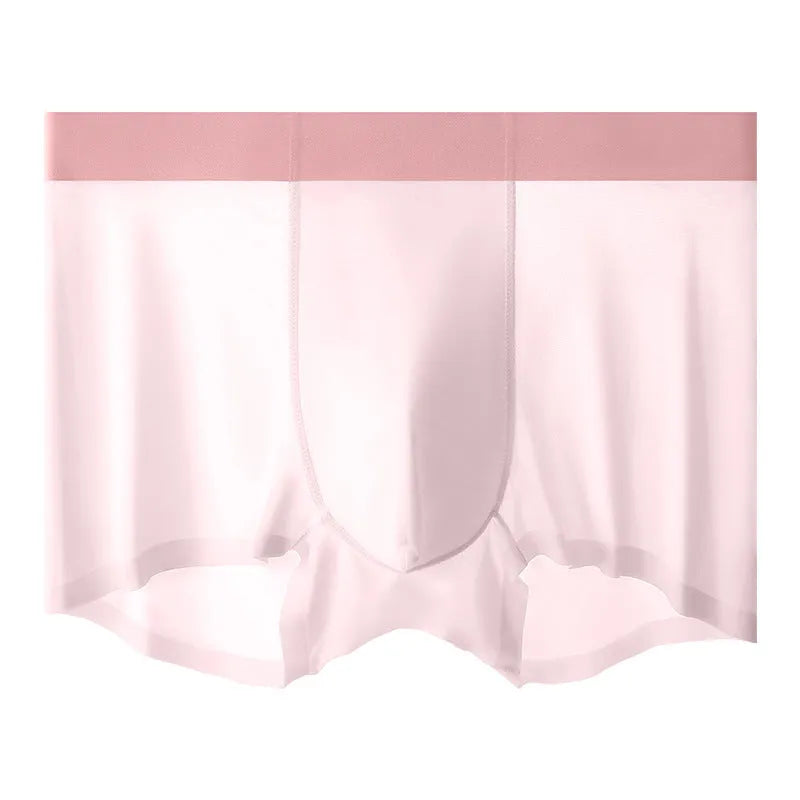 Men's ice silk shorts in bean green with a seamless mid-waist design