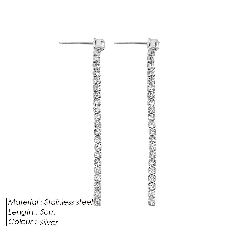 Stainless steel geometric zircon earrings with Chinese style elements in gold colour