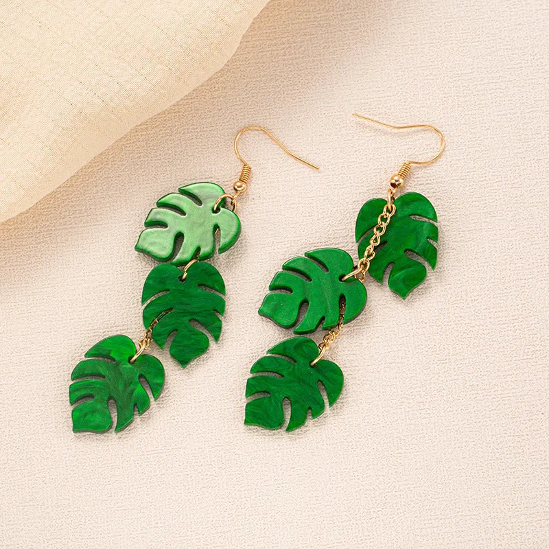 Drop shape acrylic ear hooks with coconut artocarpus design in one of five colour styles.
