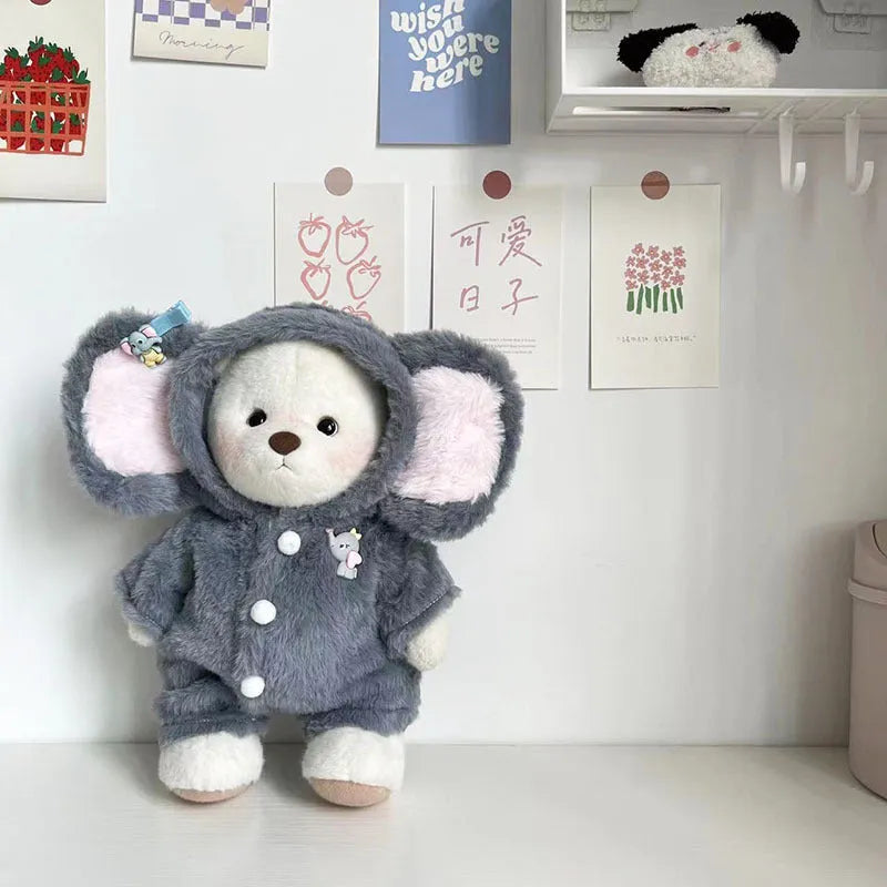 Grey elephant jumpsuit doll clothes for 30cm Lina bears in plush material
