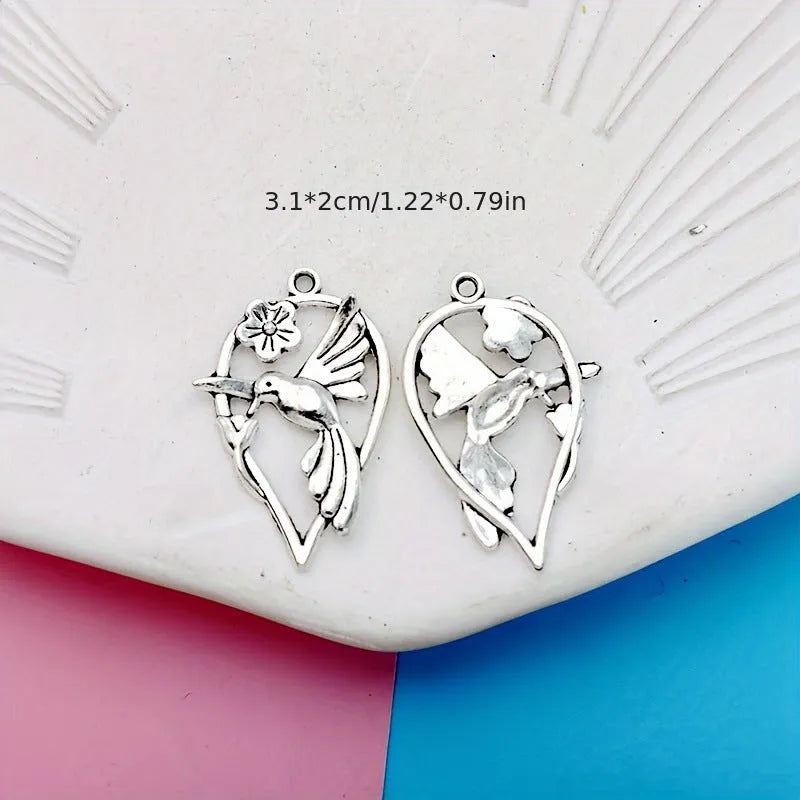 Silver-tone alloy Magpie pendant with detailed bird pattern for DIY jewellery making