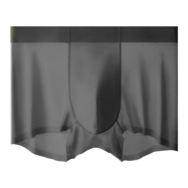 Men's ice silk shorts in bean green with a seamless mid-waist design