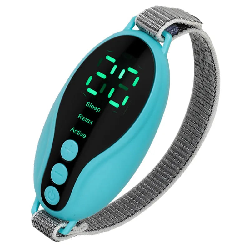 White or blue USB sleep monitor with compact 80×40×20mm dimensions and adjustable wind speed settings