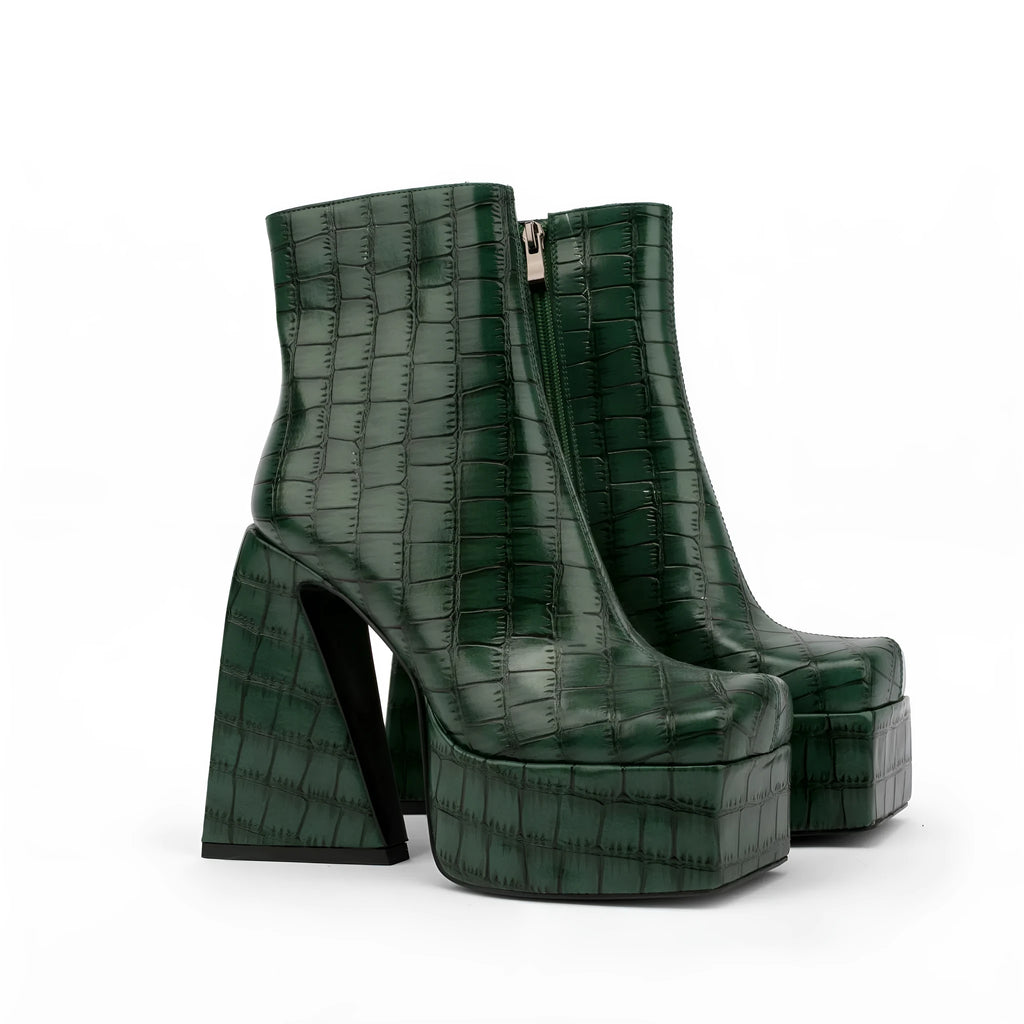 Women's artificial PU ankle boots with super high heel in solid colour options