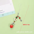Plastic resin mobile phone keychain with fruit pattern including apple and strawberry designs